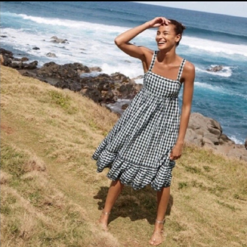 J Crew Gingham Midi Dress